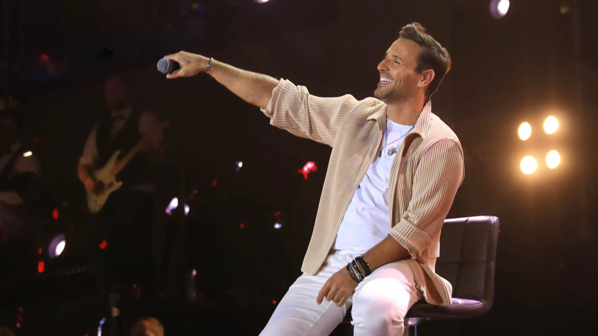 Nikos Vertis on stage at YouTube Theater in Los Angeles